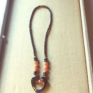 Beautiful peach and gray metal necklace